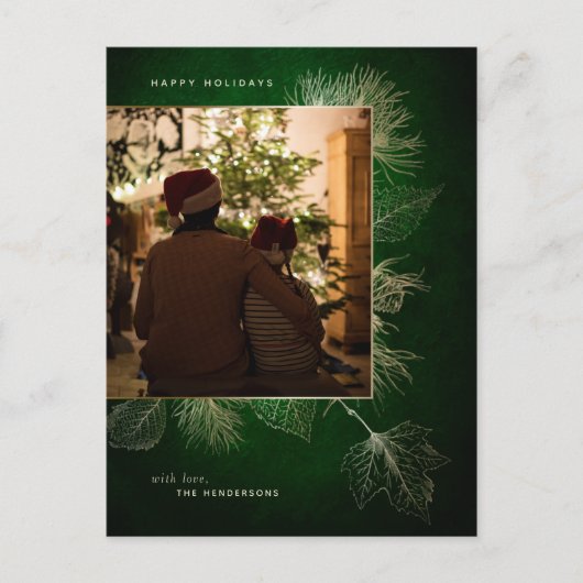 Goud gegraveerd Winter Pine Vakantie Foto Briefkaart (Voorkant)