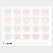 Goud gekleurd gestreept modern wit crème ronde sticker (Vel)