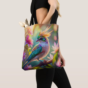 Goud gekroonde groenkopige vink fantasievogel tote bag
