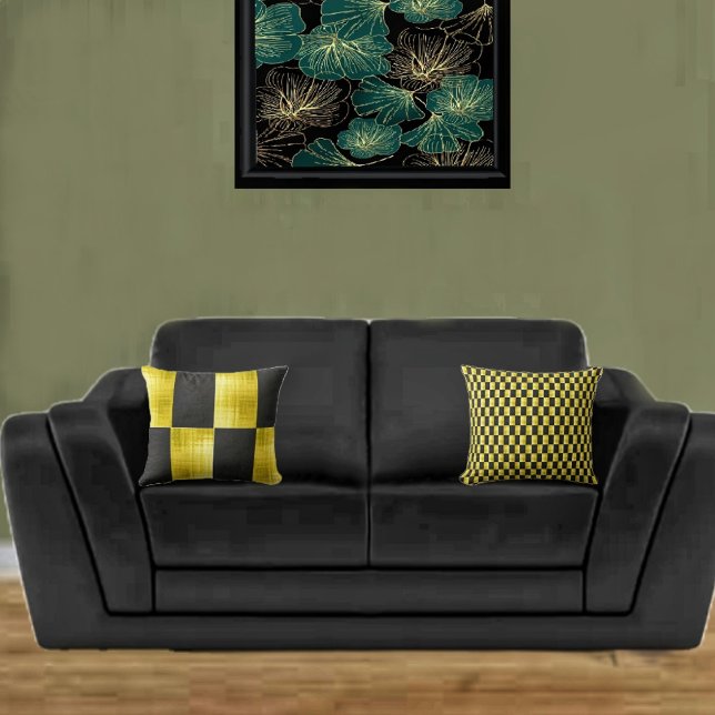 Goud-gelamineerd Zwart-IV Kussen (Bring a fresh new look to your sofa, with these two-sided throw pillows!)