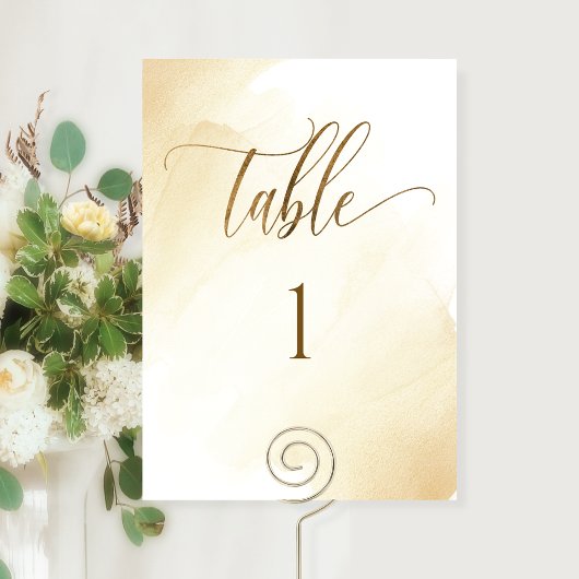 Goud Gele Aquarel, Modern Tafel Nummer