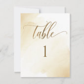 Goud Gele Aquarel, Modern Tafel Nummer (Voorkant)