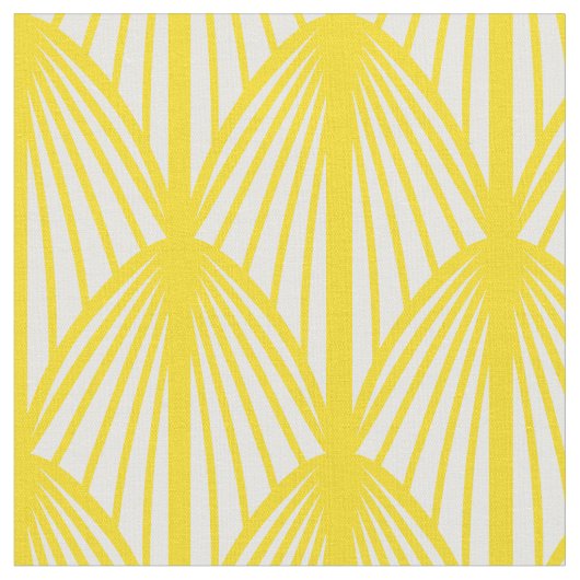 Goud Gele Art Deco Schelpen Stof Retro Print (Close Up)