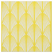 Goud Gele Art Deco Schelpen Stof Retro Print (Swatch)
