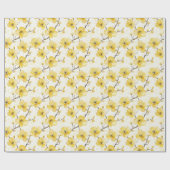 Goud Gele Bloemen Bruiloft Cadeaupapier (Vlak)