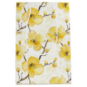 Goud Gele Bloemen Bruiloftsfeest Medium Cadeauzakje (Voorkant)