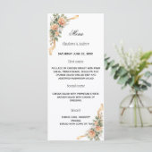 Goud gele bloemen lint diner bruiloft menu (Staand voorkant)