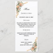 Goud gele bloemen lint diner bruiloft menu (Voorkant)