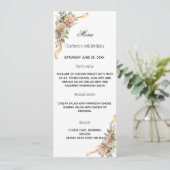 Goud gele bloemen lint diner menu kaart (Staand voorkant)