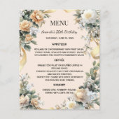 Goud gele bloemen lint menukaart (Voorkant)