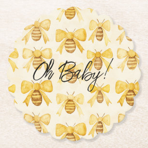 Goud Gele Honing Bijen Boogjes Baby Shower Kartonnen Onderzetters