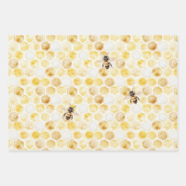 Goud Gele Honingraat Verjaardag Inpakpapier Vel
