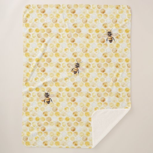Goud Gele Honingraat Verjaardag Sherpa Deken (Voorkant)