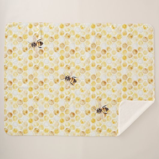 Goud Gele Honingraat Verjaardag Sherpa Deken (Voorkant (horizontaal))