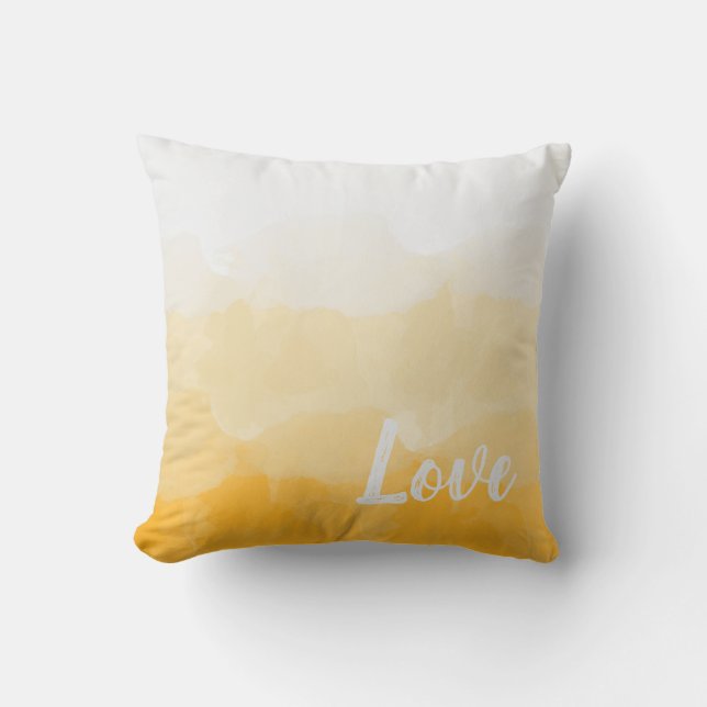 Goud Gele Liefde Waterverf Kussen (Voorkant)