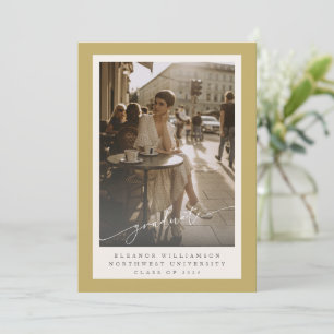 Goud Gele Rand Script Foto Elegante Afstudeerfoto Aankondiging