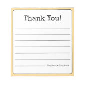 Goud Gele Retro Bedankt Jouw Naam Gelinieerd Notitieblok (Voorkant)