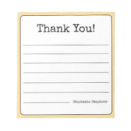 Goud Gele Retro Bedankt Jouw Naam Gelinieerd Notitieblok