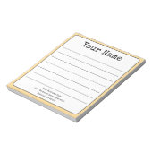 Goud Gele Retro Voeg Je Naam Toe Gelinieerd Notitieblok (Linkerzijde)