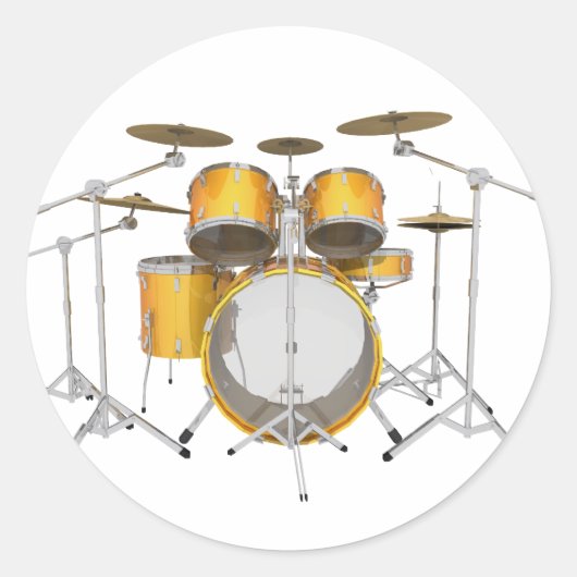Goud / Gele trommelkit: Ronde Sticker (Voorkant)