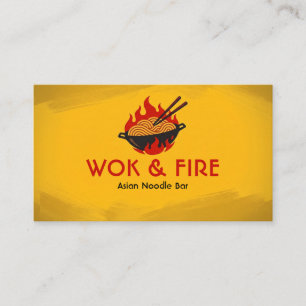 Goud Gele Vurige Wok Noodle Restaurant Visitekaartje