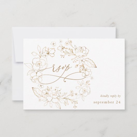 Goud gelijnde Floral op White & Gold w Meal RSVP 3 (Voorkant)