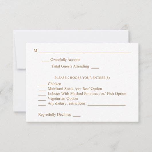 Goud gelijnde Floral op White & Gold w Meal RSVP 3 (Achterkant)