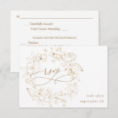 Goud gelijnde Floral op White & Gold w Meal RSVP 3 (Voorkant / Achterkant)