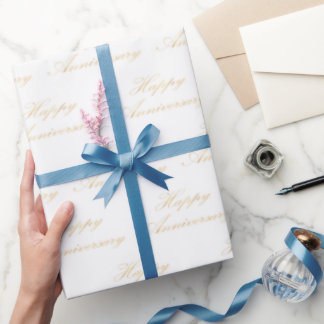 Goud gelukkig jubileum script lettertype patroon cadeaupapier