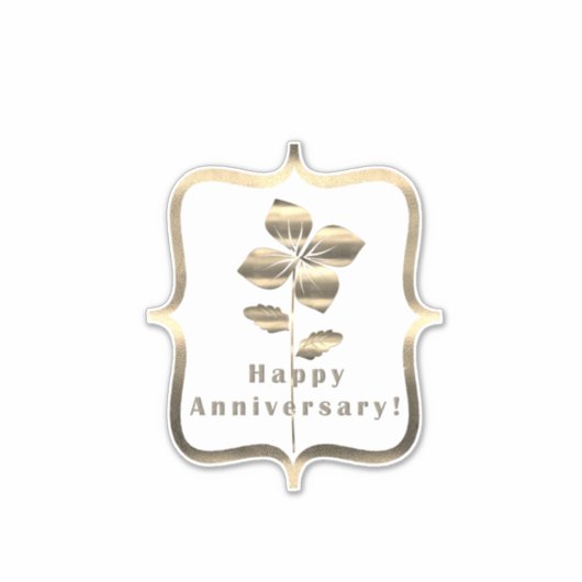 Goud Gelukkig Jubileum Sticker (Voorkant)