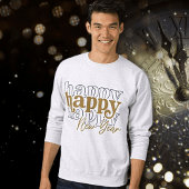 Goud Gelukkig Nieuwjaar Gestapelde Unisex Sweatshi Trui