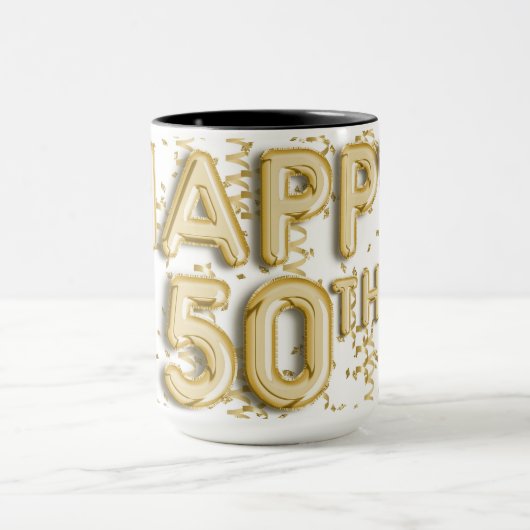 Goud Gelukkige 50e Verjaardag Mok (Midden)