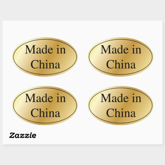 Goud gemaakt in China Ovale Sticker (Vel)