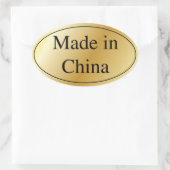 Goud gemaakt in China Ovale Sticker (Tas)