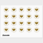 Goud gemaakt van de liefde Glitter Heart uit de ke Ronde Sticker (Vel)