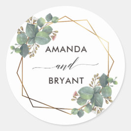 Goud Geo Lijst Eucalyptus Ronde Sticker