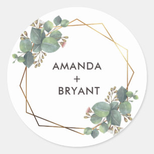 Goud Geo Lijst Eucalyptus Ronde Sticker