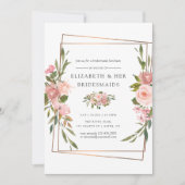 Goud Geometric Blush Rozen Bridesmaids Luncheon Kaart (Voorkant)