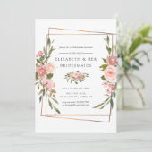 Goud Geometric Blush Rozen Bridesmaids Luncheon Kaart (Staand voorkant)