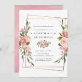 Goud Geometric Blush Rozen Bridesmaids Luncheon Kaart (Voorkant / Achterkant)