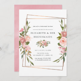 Goud Geometric Blush Rozen Bridesmaids Luncheon Kaart