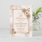 Goud Geometrisch 21e Verjaardagsfeest Kaart (Staand voorkant)