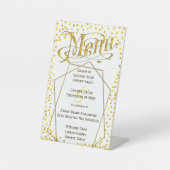 Goud Geometrisch Abstract Lijst RetroTypography Me Reclamebord Met Voetstuk (Voorkant)