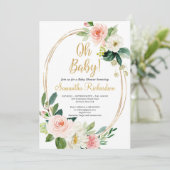 Goud Geometrisch ANd groen gebladerte Boho Baby Kaart (Staand voorkant)