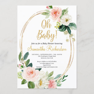 Goud Geometrisch ANd groen gebladerte Boho Baby Kaart