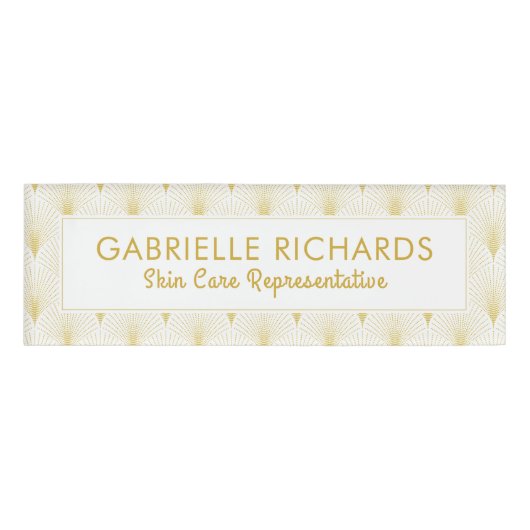 Goud geometrisch art-deco patroon naambadge (Voorkant)