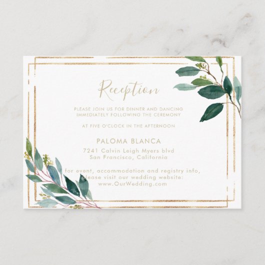 Goud Geometrisch beeld Eucalyptus Weddenschap Informatiekaartje (Voorkant)