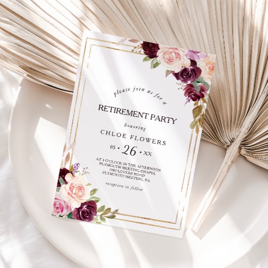 Goud Geometrisch Bourgondisch Bloemen Pensioen Par Kaart