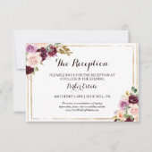 Goud Geometrisch Bourgondisch Bruiloft Receptie Ka Kaart (Voorkant)