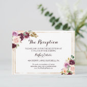 Goud Geometrisch Bourgondisch Bruiloft Receptie Ka Kaart (Staand voorkant)